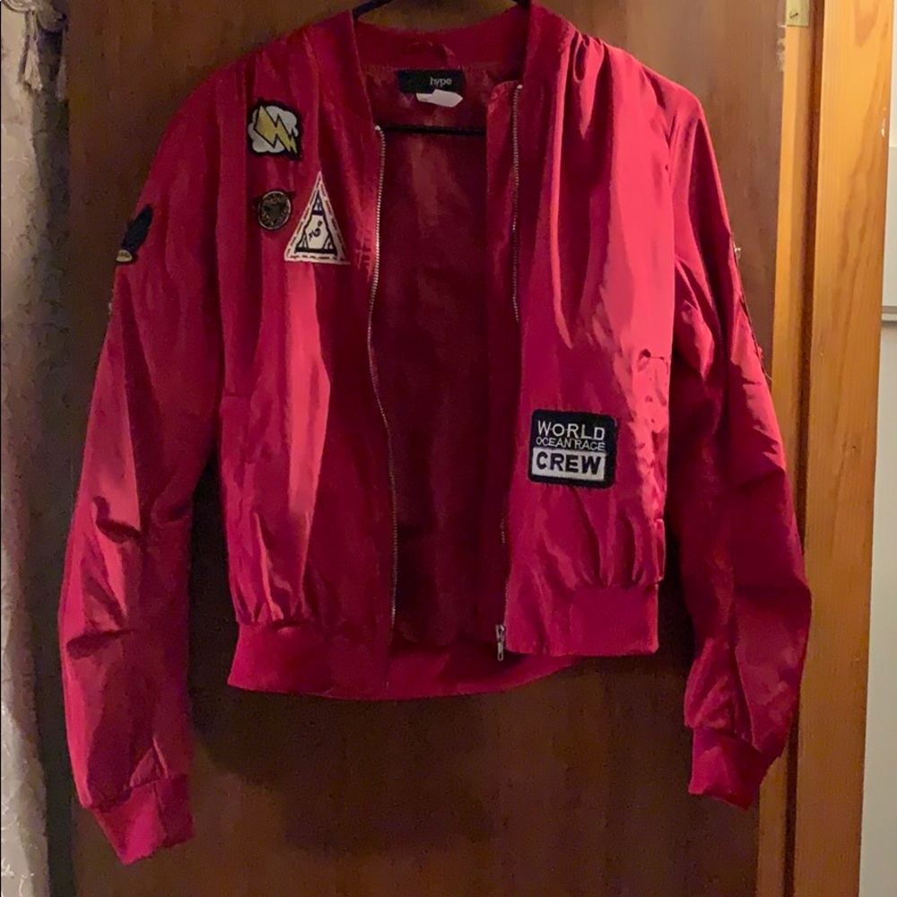 Red bomber jacket